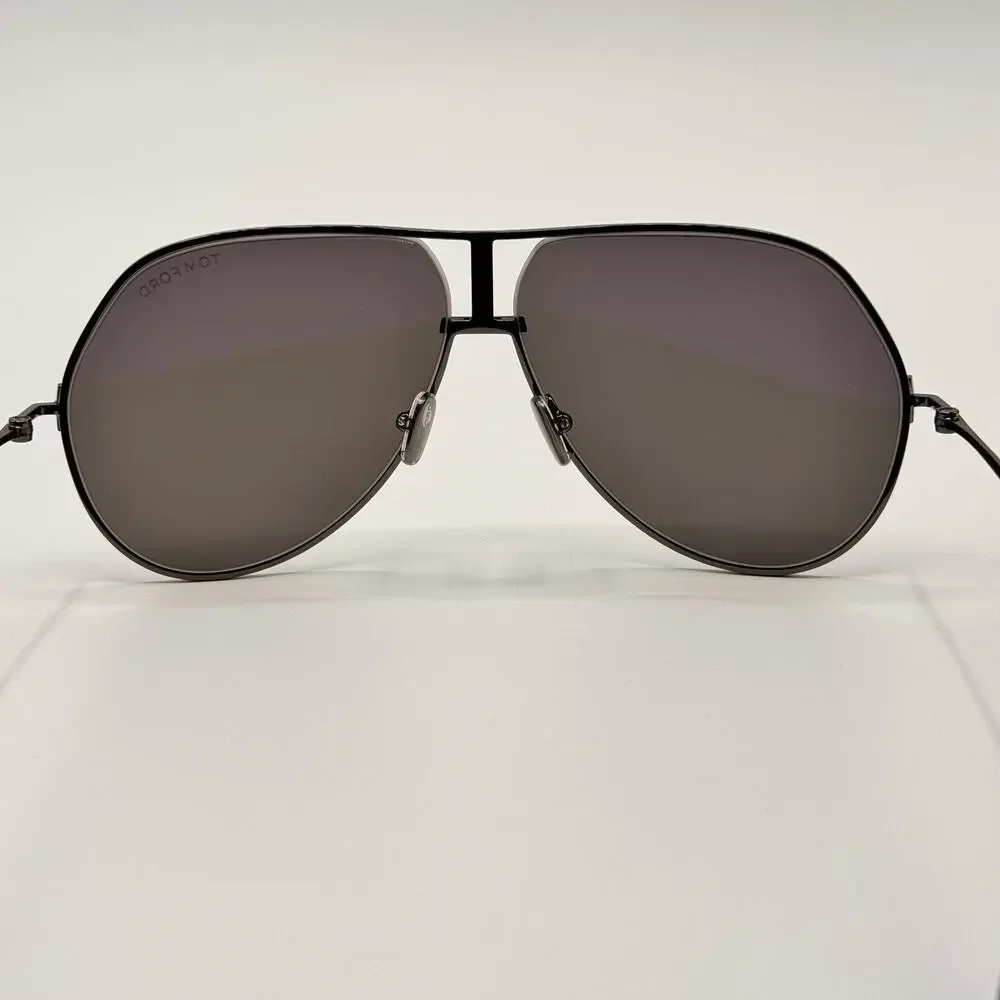 Tom Ford Sunglasses Rickie-02 TF1281 08A Gunmetal Aviator Frame Gray Lens 63mm